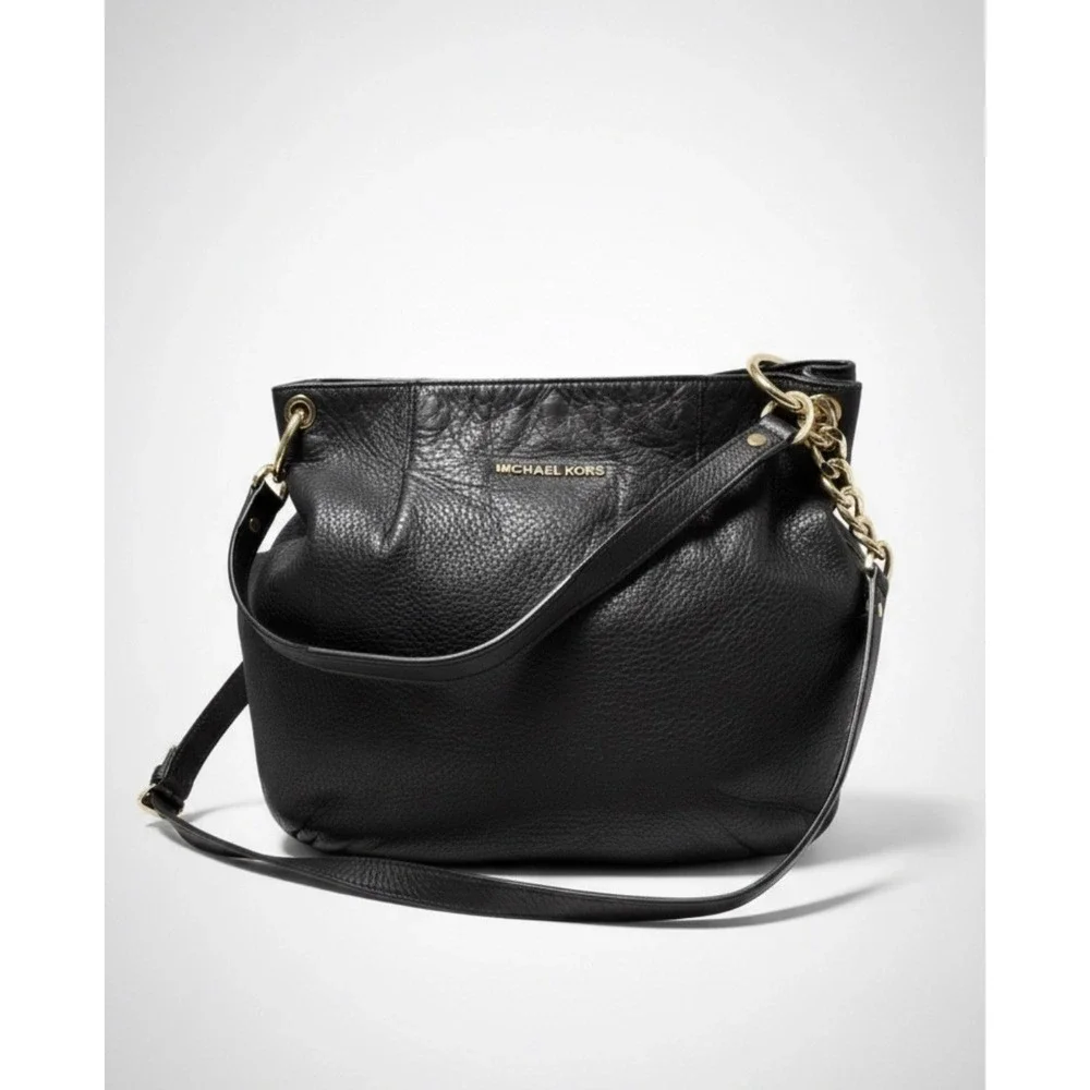 Michael Kors Shoulder Bedford Bag Black Crossbody Bag Large Zip‎ Top Hobo Retro